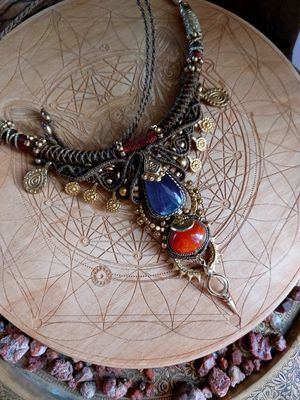 Fluorite and carnelian necklace 