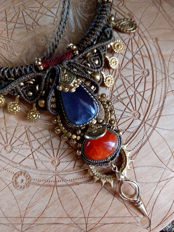 Fluorite and carnelian necklace 
