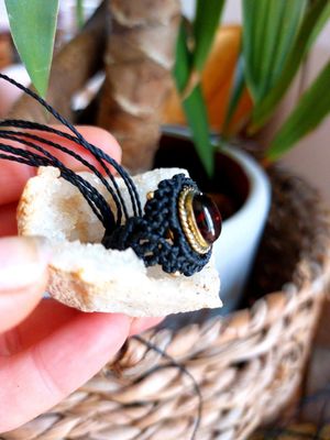 Garnet macrame ring 