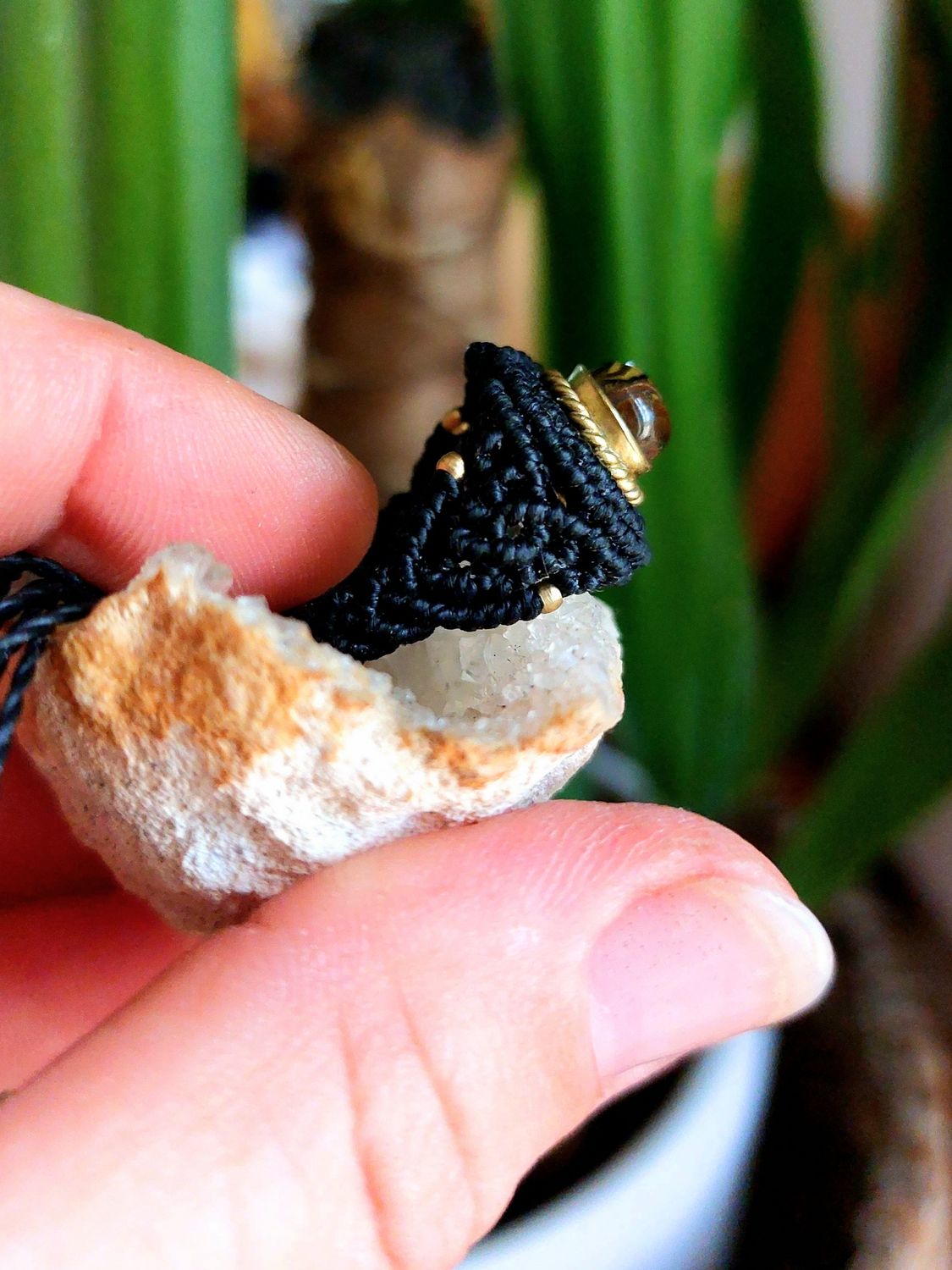 Tiger eye macrame ring
