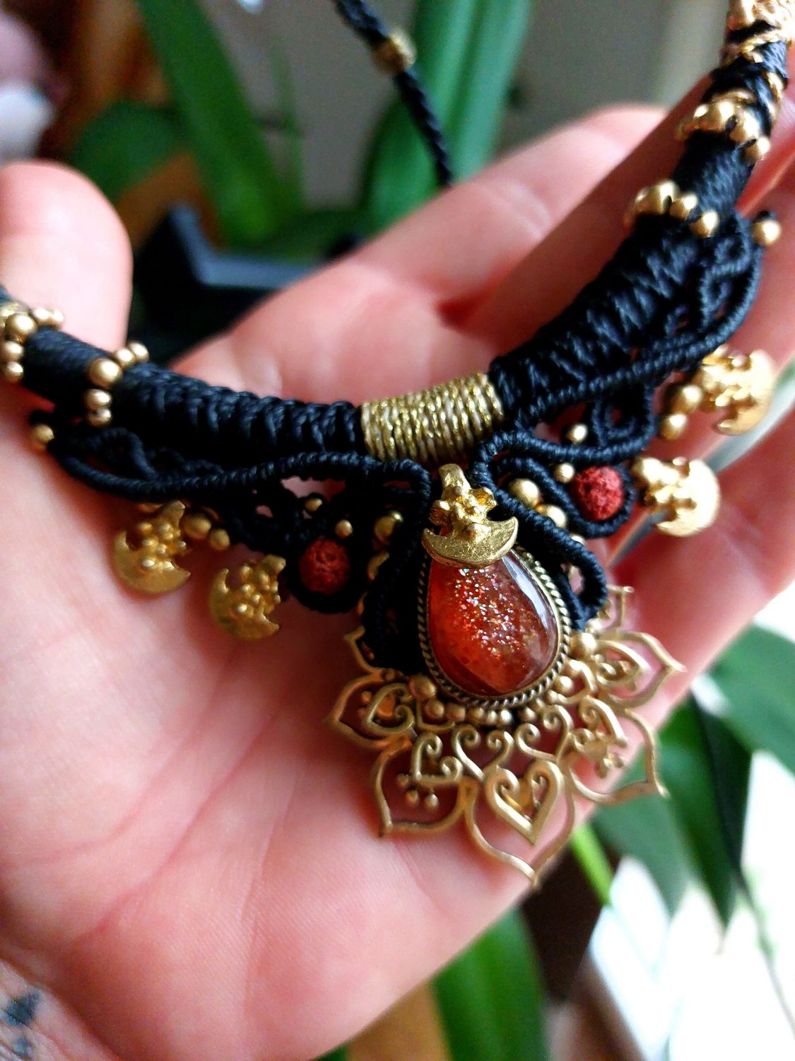 Sunstone floral necklace 