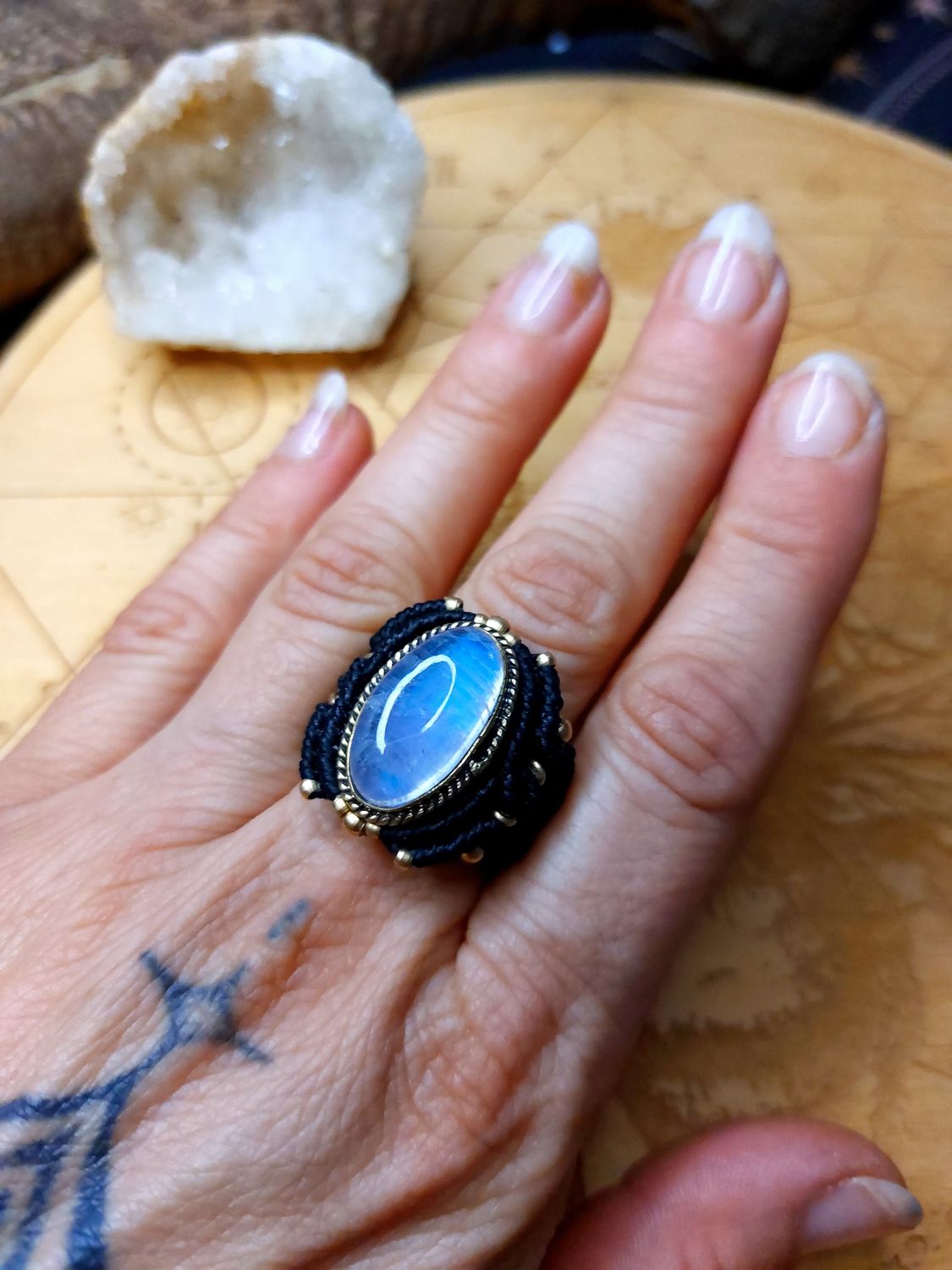 Black ring Moonstone 