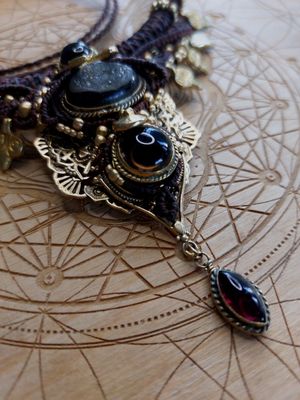 Gothic garnet eclipse necklace 