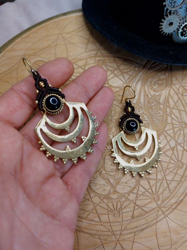 Lunar shield earrings
