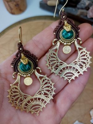 Malachite temple earrings 