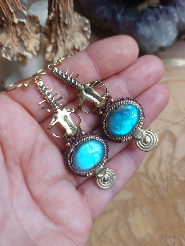 Fish bone labradorite earrings 