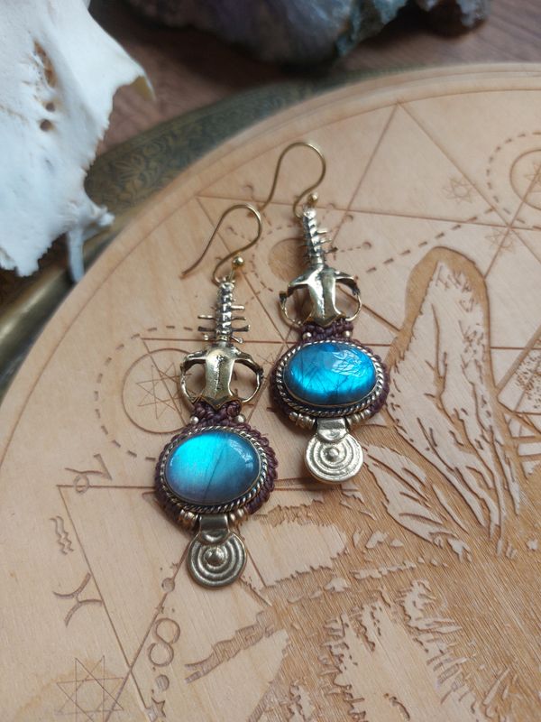 Fish bone labradorite earrings 