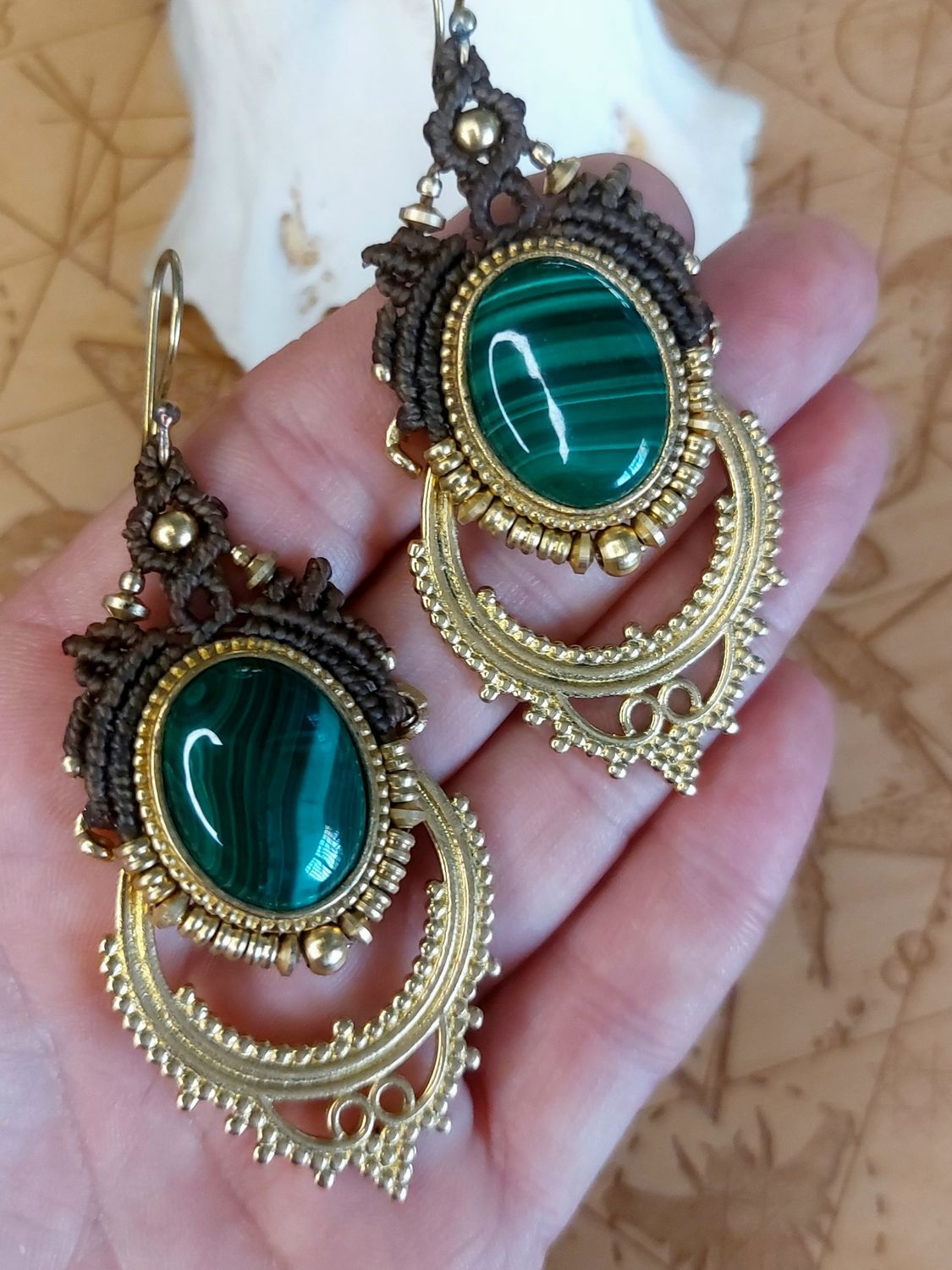 Emerald Orbit Malachite Earrings