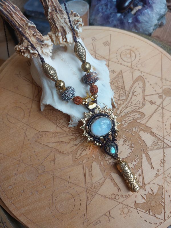 Moonstone and labradorite pendant