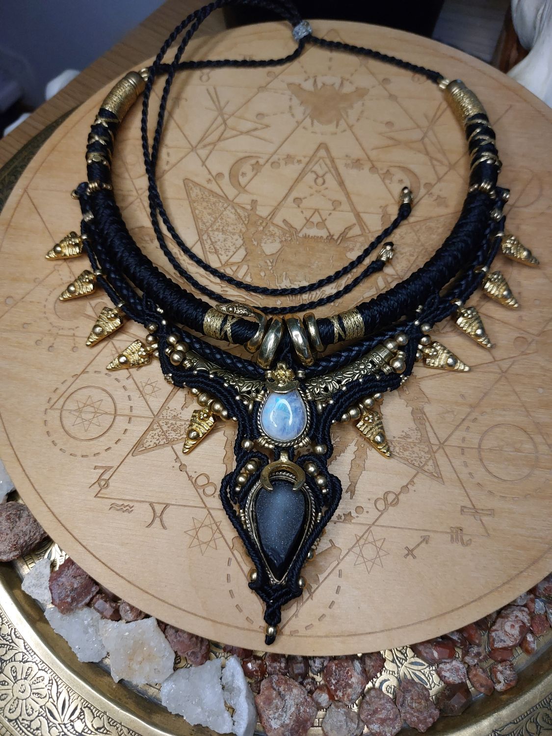 Lunar druzy sentinel necklace