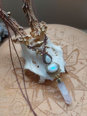 Moonstone, rose quartz talisman