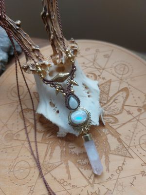 Moonstone, rose quartz talisman
