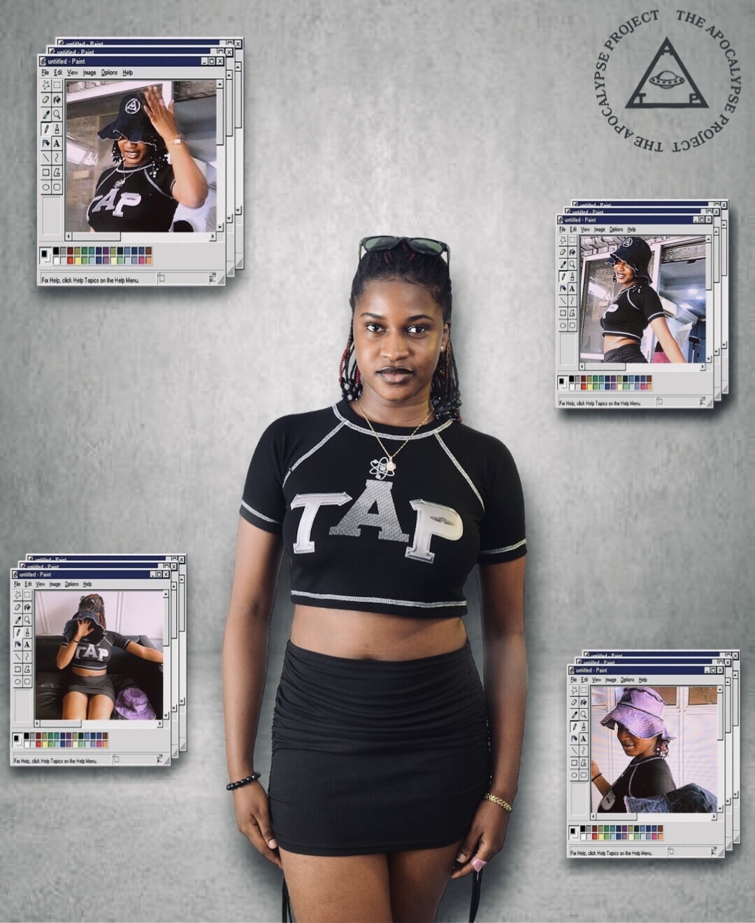 Black “TÅP IN” crop tops