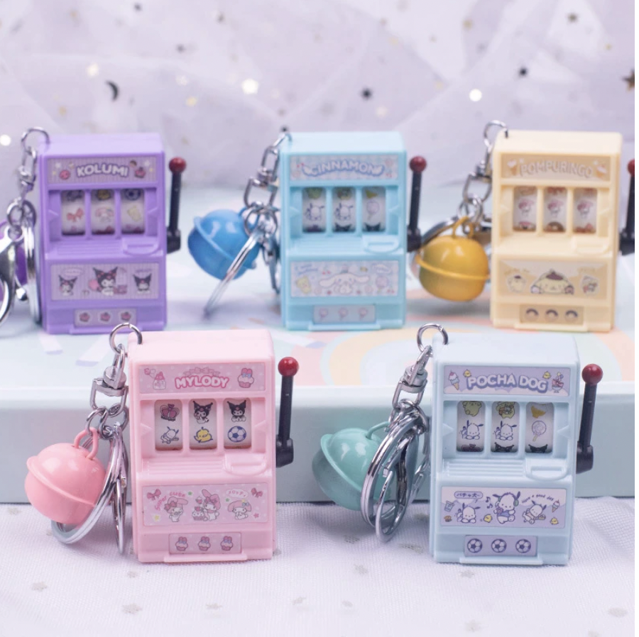 SALE! Kawaii Sanrio Mini Casino Slot Machine Key Chain Toy Fidget Gift (FUNCTIONAL)
Starring: My Melody, Cinnamoroll, Kuromi, Pompompurin, &amp; Pochacco
