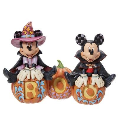 Cutest Pumpkins In The Patch Mickey &amp; Minnie Halloween ( Glow In The Dark) By Jim Shore