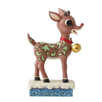 Rudolph With Oversized Jingle Bell By Jim Shore Rudolph The Red Nose Reindeer *SHIPS WITHIN 14 DAYS*