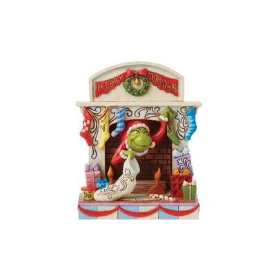 Grinch Peaking Out Of Fireplace By Jim Shore The Grinch *SHIPS WITHIN 14 DAYS*