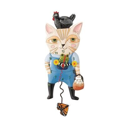 Country Cat Clock By Allen Designs *SHIPS WITHIN 14 DAYS*
