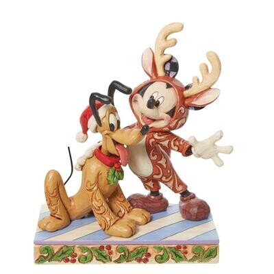 Mickey Reindeer w/ Pluto Santa By Jim Shore