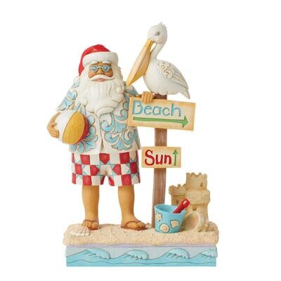 Santa with Signs and Pelican By: Heartwood Creek Jim Shore *SHIPS WITHIN 10 DAYS*  NEW 2024