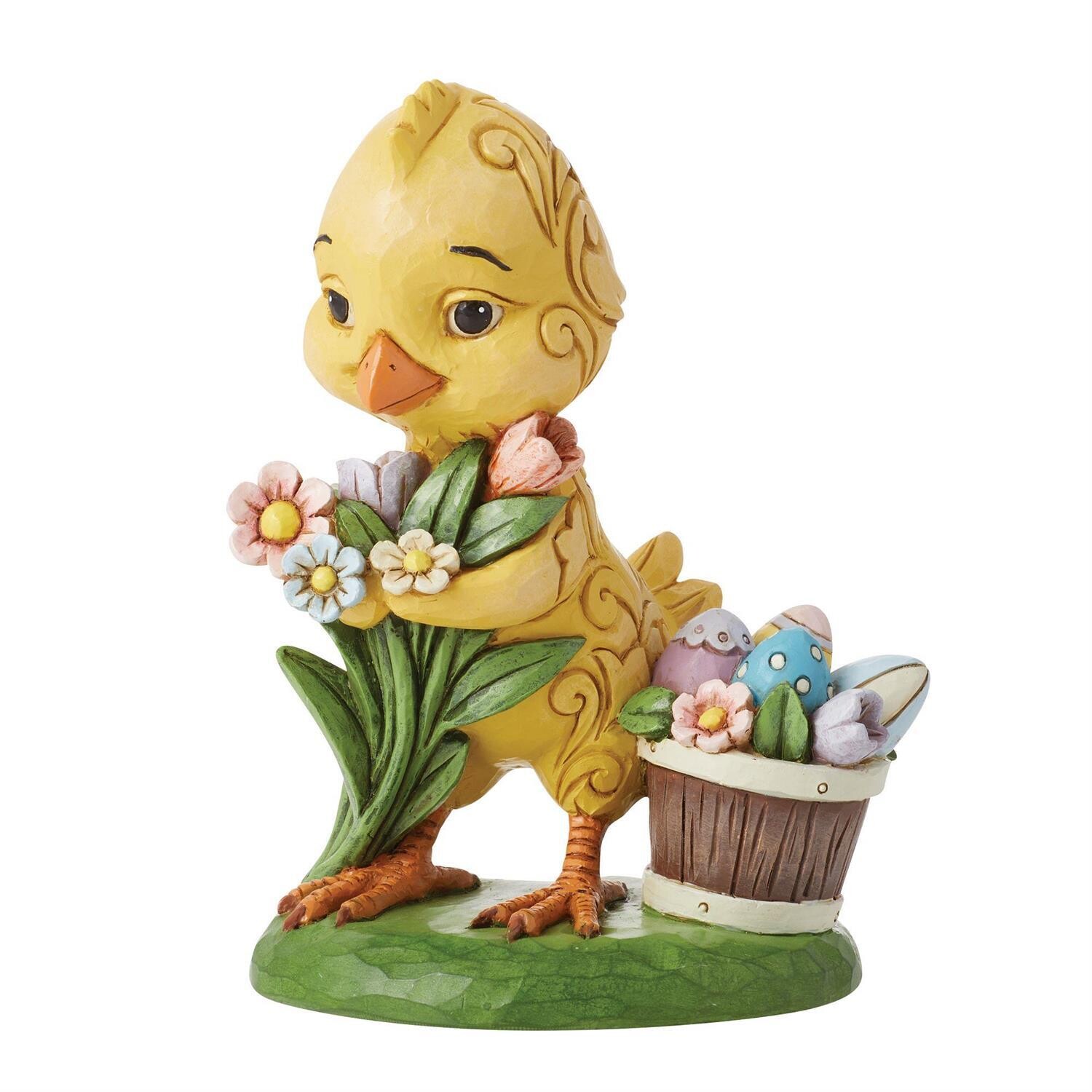 Chick with Flowers Pint By Jim Shore *SHIPS WITHIN 15 DAYS*