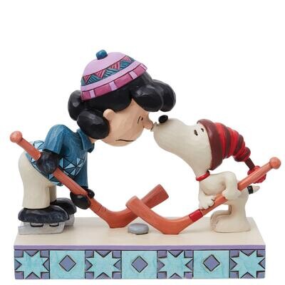 Snoopy &amp; Lucy playing Hockey By Jim Shore Peanuts *SHIPS WITHIN 14 DAYS*