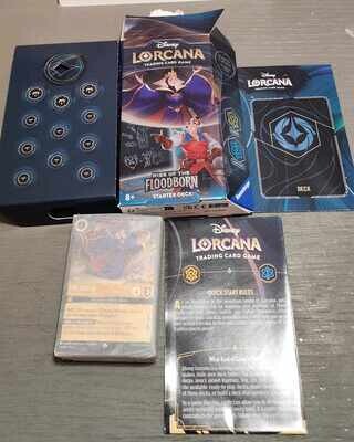 Disney Lorcana Rise Of The Floodborn Amber &amp; Sapphire Starter Deck *Opened Does Not include Booster Pack*