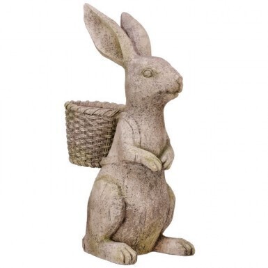 RESIN BUNNY WITH BACK PACK PLANTER 16.25&quot; Easter Decor