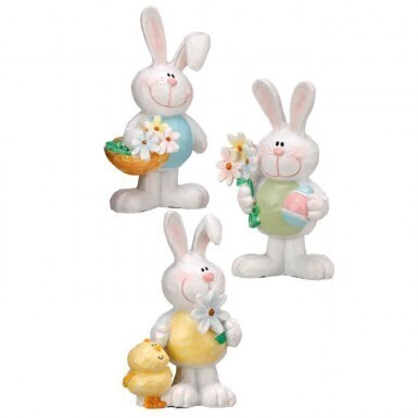RESIN HAPPY EASTER BUNNIES SET OF 3 3.5&quot; Easter Decor