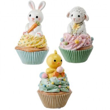 RESIN EASTER CUPCAKES SET OF 3 6&quot; Easter Decor