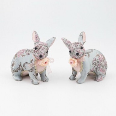 PAISLEY &amp; VELVET BUNNIES SET OF 2 10&quot; Easter Decor