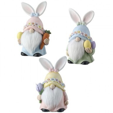 RESIN BUNNIES EARED GNOMES 6.5&quot; Easter Decor