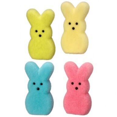 FLOCKED STYROFOAM BUNNY PEEPS SET OF 4 6.25&quot; Easter Decor