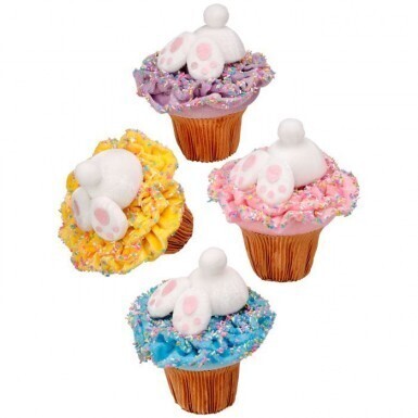 FABRIC BUNNIES BUTT CUPCAKES SET OF 4 5.5&quot; Easter Decor