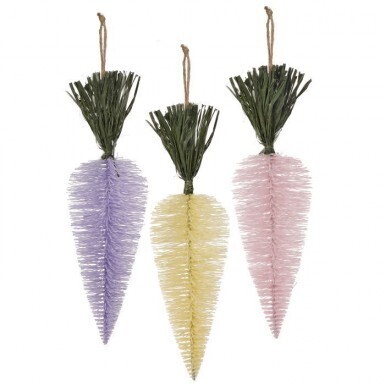 FLOCK BRISTLE EASTER CARROTS SET OF 3 11&quot; Easter Decor