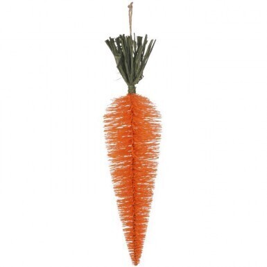 HANGING GLITTERED BRISTLE CARROT 18&quot; Easter Decor