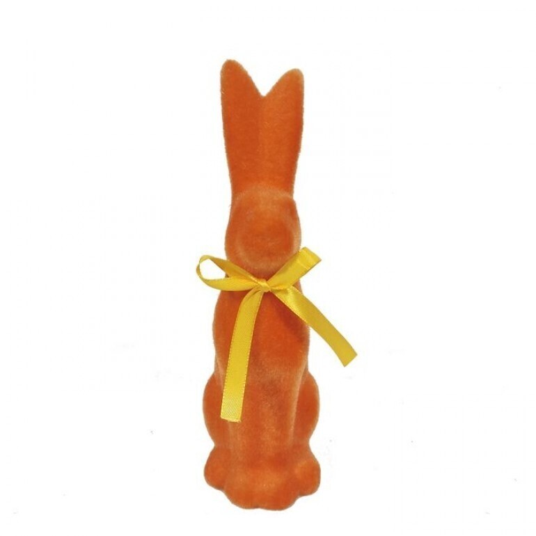 ORANGE TERRACOTTA FLOCKED BUNNY 9.25&quot; Easter Decor