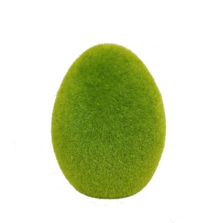 GREEN TERRACOTTA FLOCKED EASTER EGG 4&quot; Easter Decor