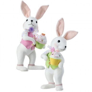 STYROFOAM STANDING BUNNIES WITH CUPCAKES SET OF 2 15.25&quot; Easter Decor