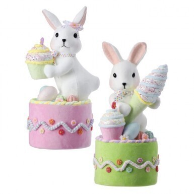 STYROFOAM CONFECTION BUNNIES ON CAKE SET OF 2 16&quot; Easter Decor