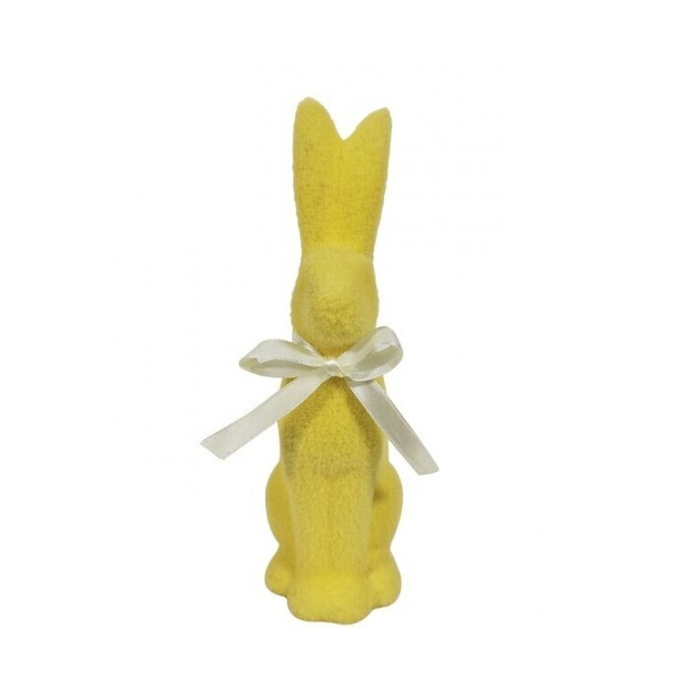 YELLOW TERRACOTTA FLOCKED BUNNY 9.25&quot; Easter Decor