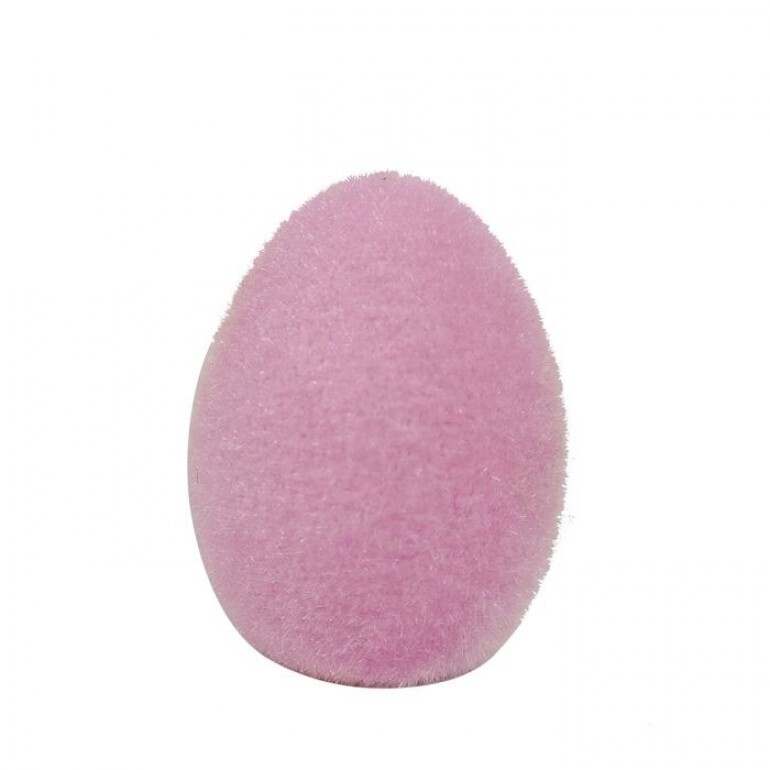 PINK TERRACOTTA FLOCKED EASTER EGG 4&quot; Easter Decor
