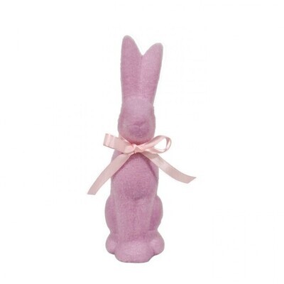 PINK TERRACOTTA FLOCKED BUNNY 9.25&quot; Easter Decor