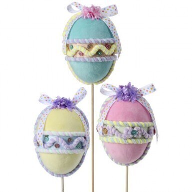 STYROFOAM CONFECTION 6&quot; EGG PICK 15&quot; SET OF 3 Easter Decor