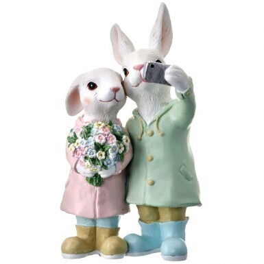 RESIN STANDING SELFIE BUNNIES 9&quot; Easter Decor