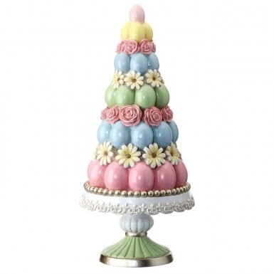RESIN EASTER EGG TREE ON PEDESTAL 14.25&quot; Easter Decor