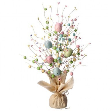 WOOD BEAD &amp; EASTER EGG TREE 17&quot; Easter Decor