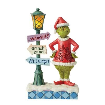 Grinch by Lit Lamppost By Jim Shore The Grinch *SHIPS WITHIN 15 DAYS*