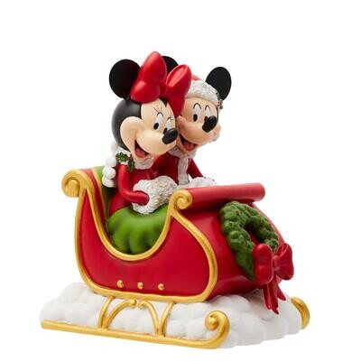 Christmas Mickey and Minnie On Sled By: Disney Showcase NEW 2024