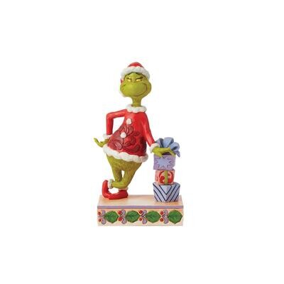 Grinch Leaning On Stacked Gifts By: The Grinch Jim Shore NEW 2024